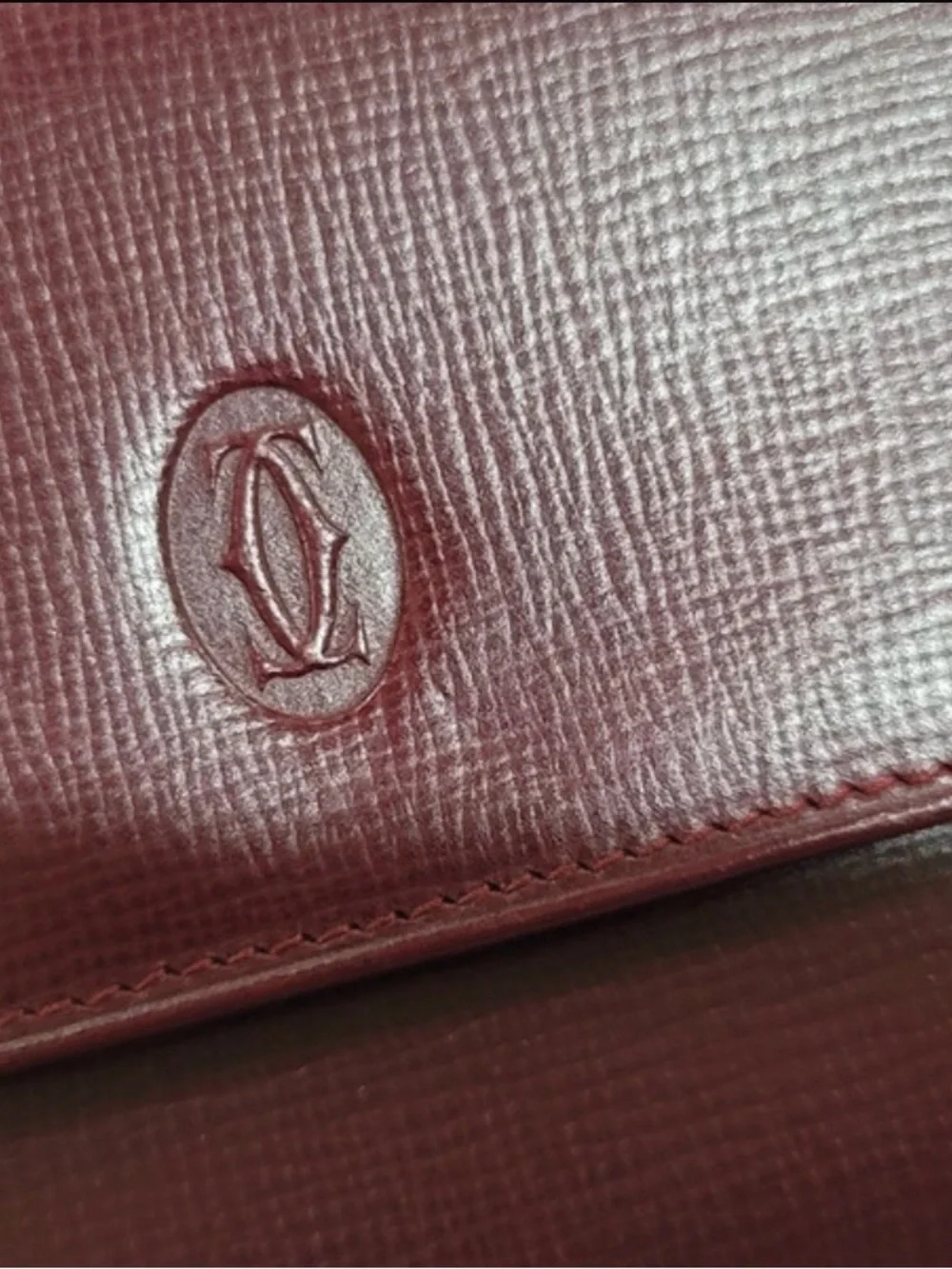 Cartier Burgundy Leather Chain Shoulder Bag with Gold Hardware